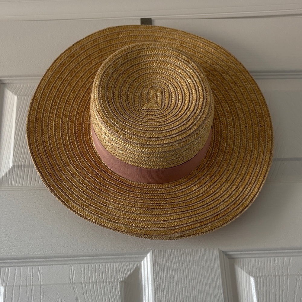 Morgan Taylor Straw Hat with Pink Band
